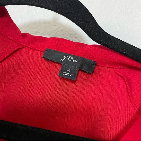 J. Crew Bold Red Valentine's Day Date Night Old Money Preppy Modest Blouse Sz 2 - Picture 4 of 6